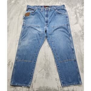 Vintage Wrangler Riggs Carpenter Jeans Mens 48x32 Blue Double Knee Workwear